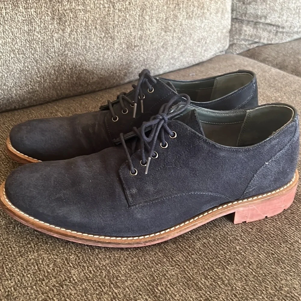 TED Baker‎ Navy Blue Suede Lace Up Leather Oxford Shoes Size 10.5